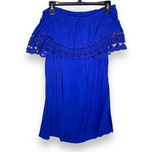 Xhilaration Blue Lace Flounce Mini Dress Size Large